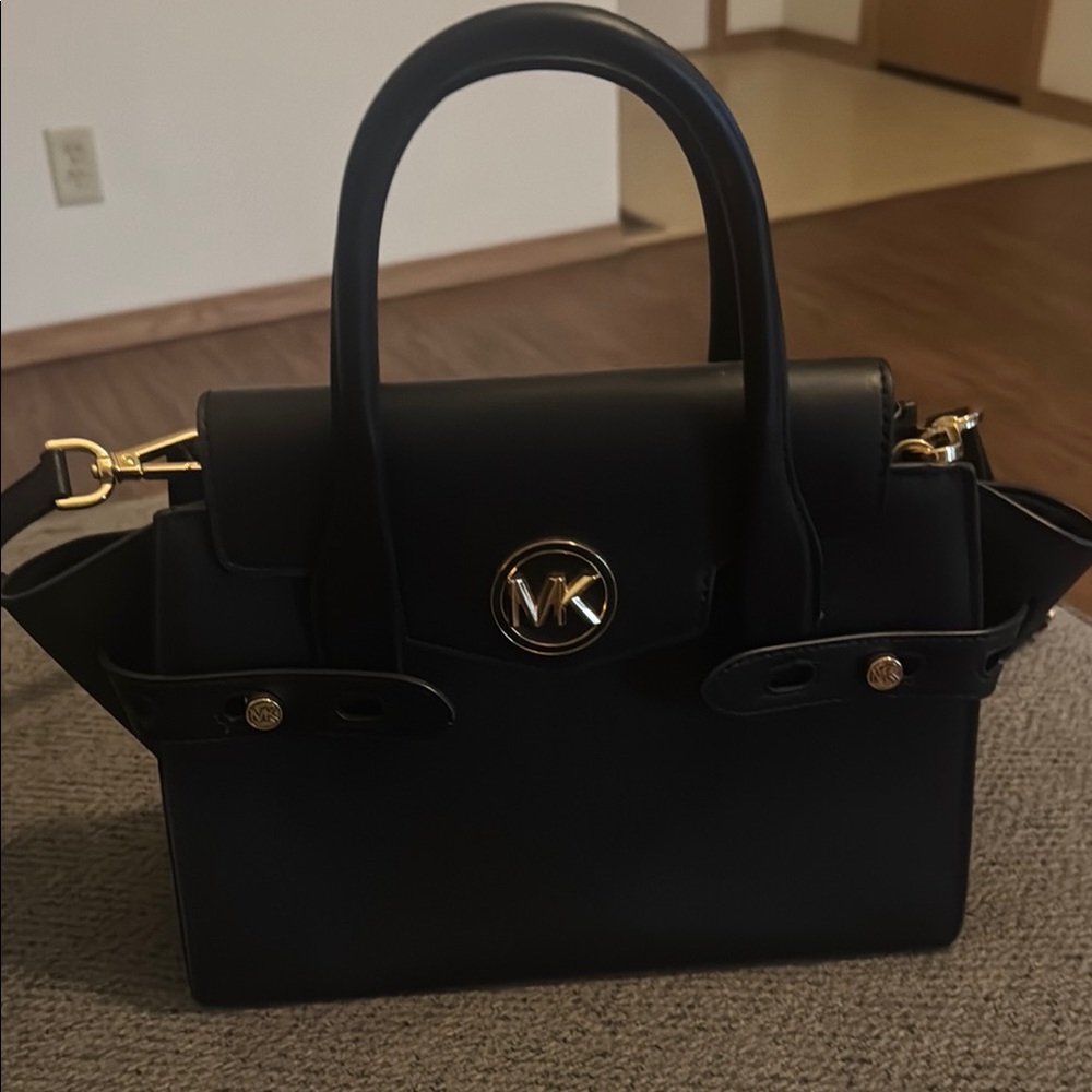 Michael Kors Black Satchel with Gold Hardware